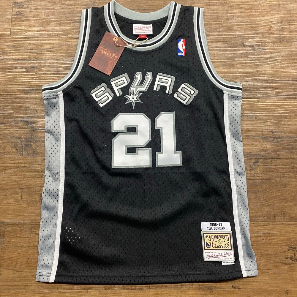 Tim Duncan Basketball Jersey Mitchell & Ness Youth Large 14-16 San Antonio Spurs
